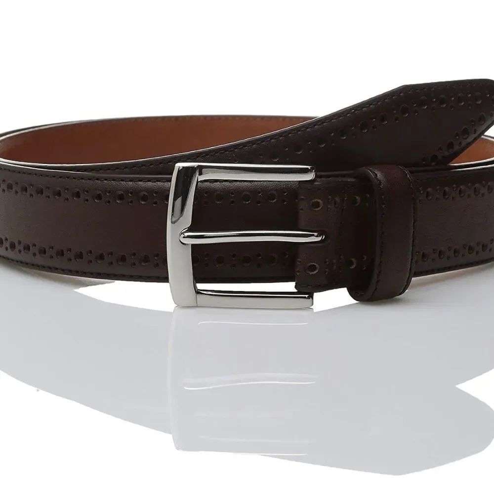 Johnston & Murphy Men's Perfed-Edge Belt 36 Mahogany